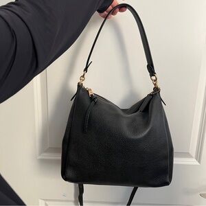 Coach Black Pebbled Leather Hobo Shoulder Bag with Crossbody Strap
